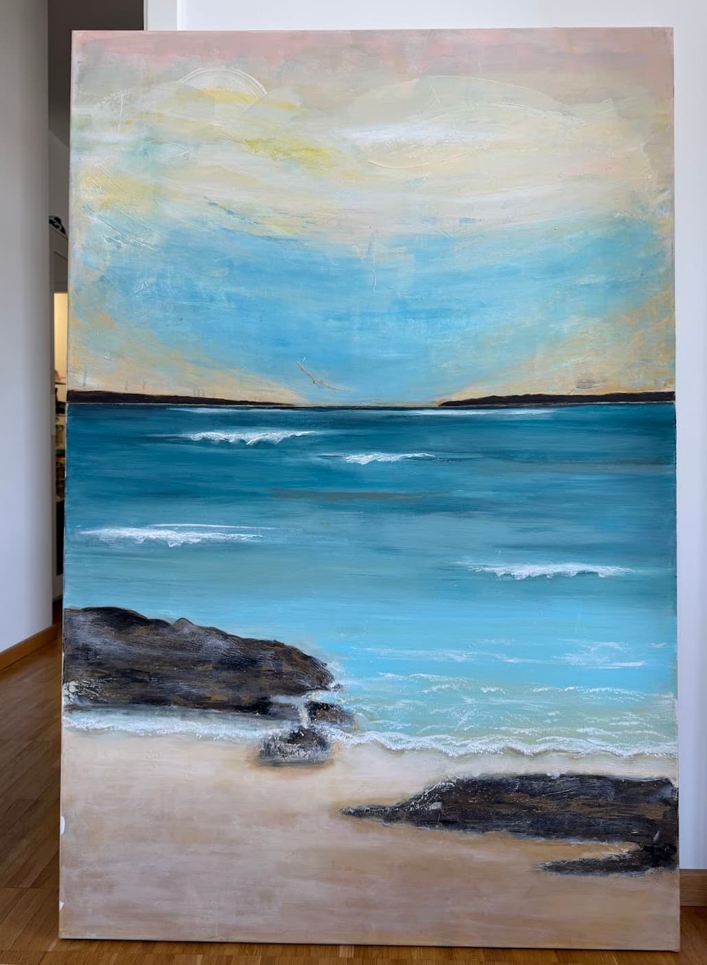 Quiet Shore — abstract painting of a long, slow walk along the shore