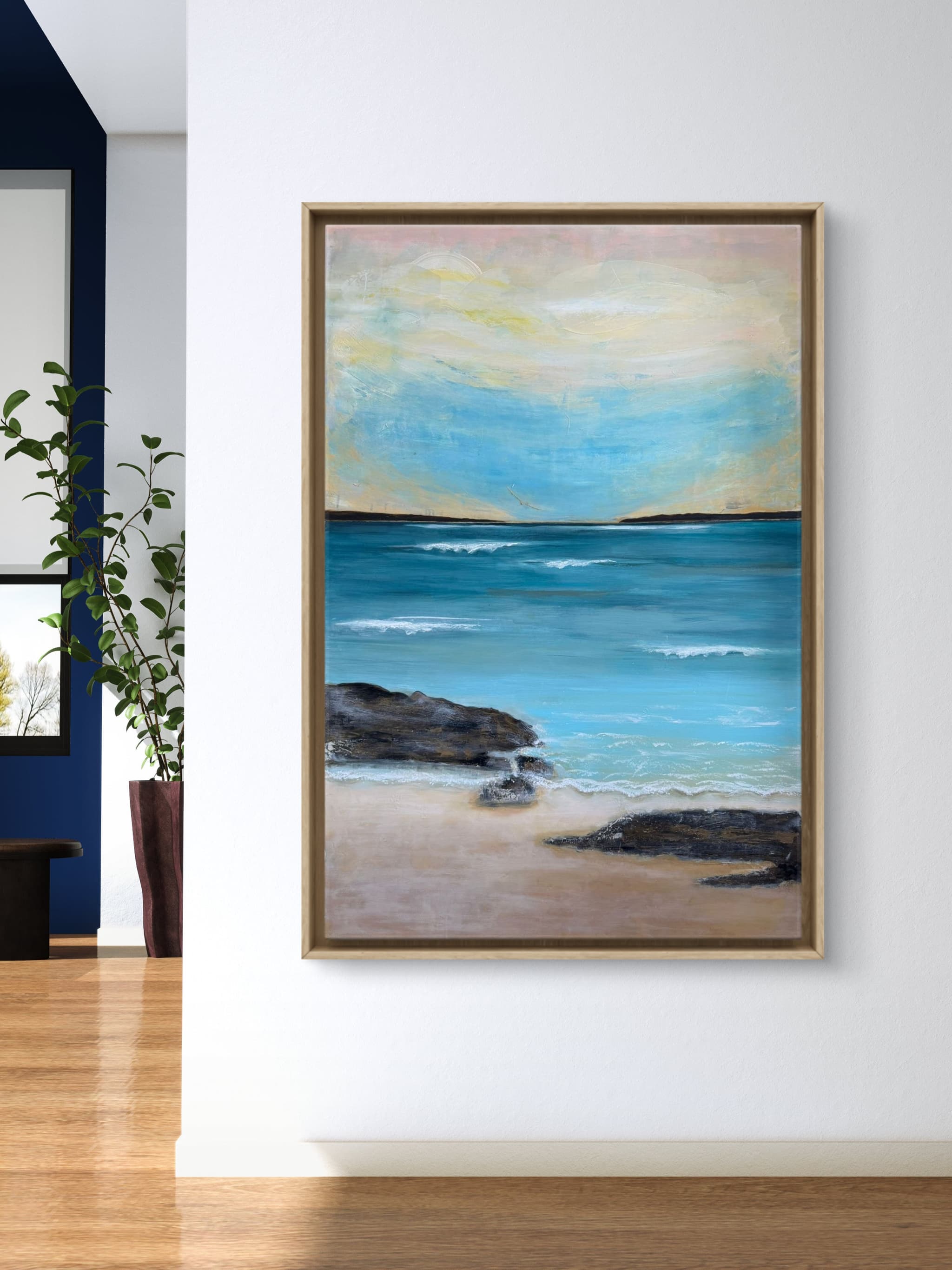 Quiet Shore — abstract painting of a long, slow walk along the shore
