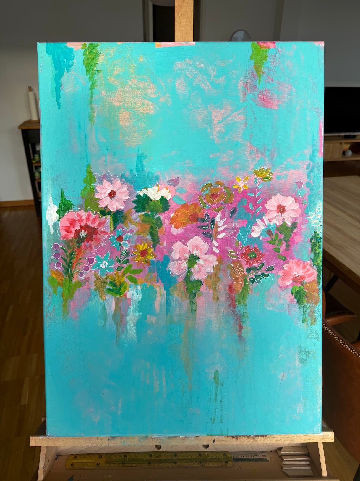 Abstract Flowers, Acrylic on Canvas
