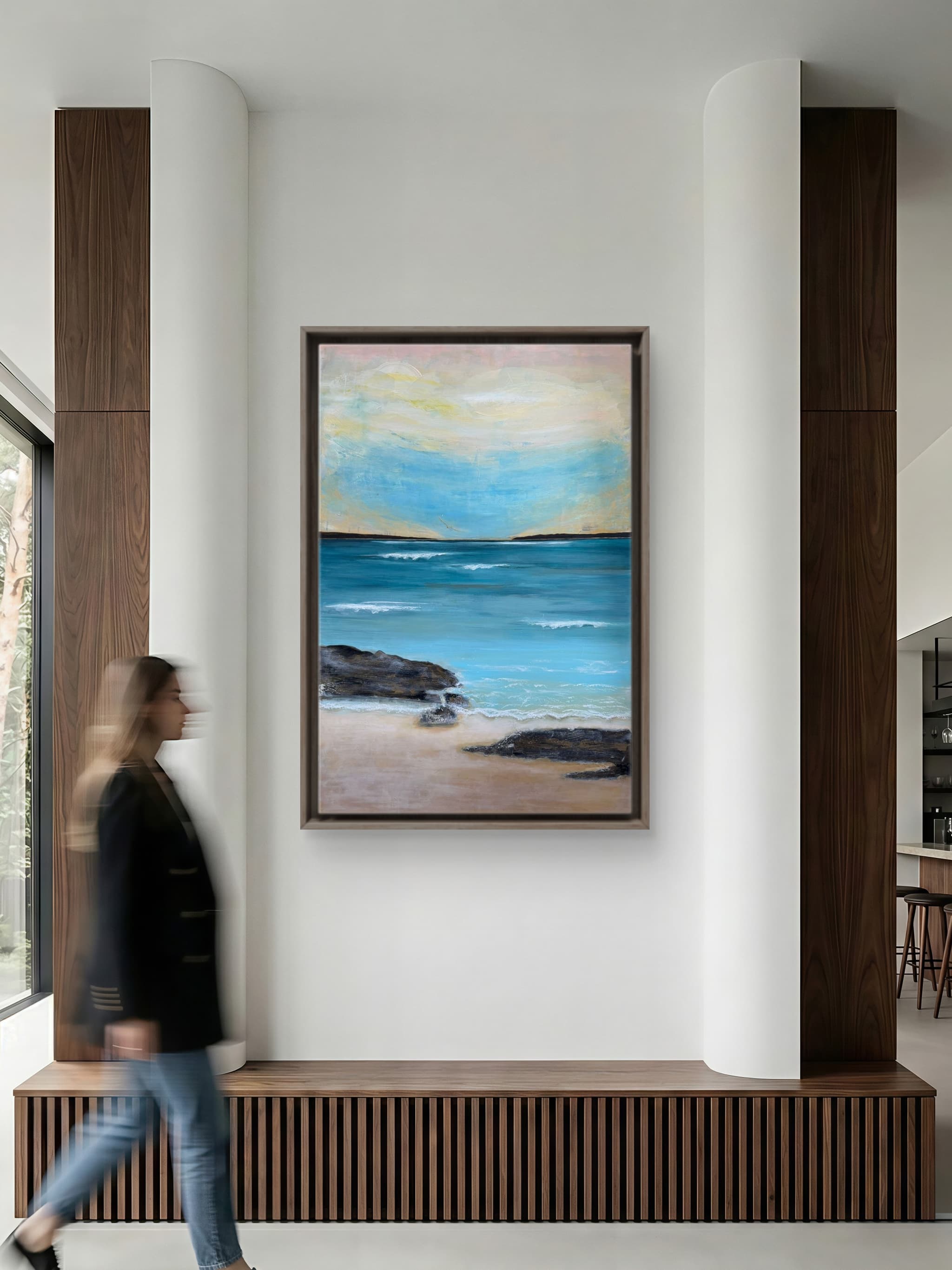 Quiet Shore — abstract painting of a long, slow walk along the shore