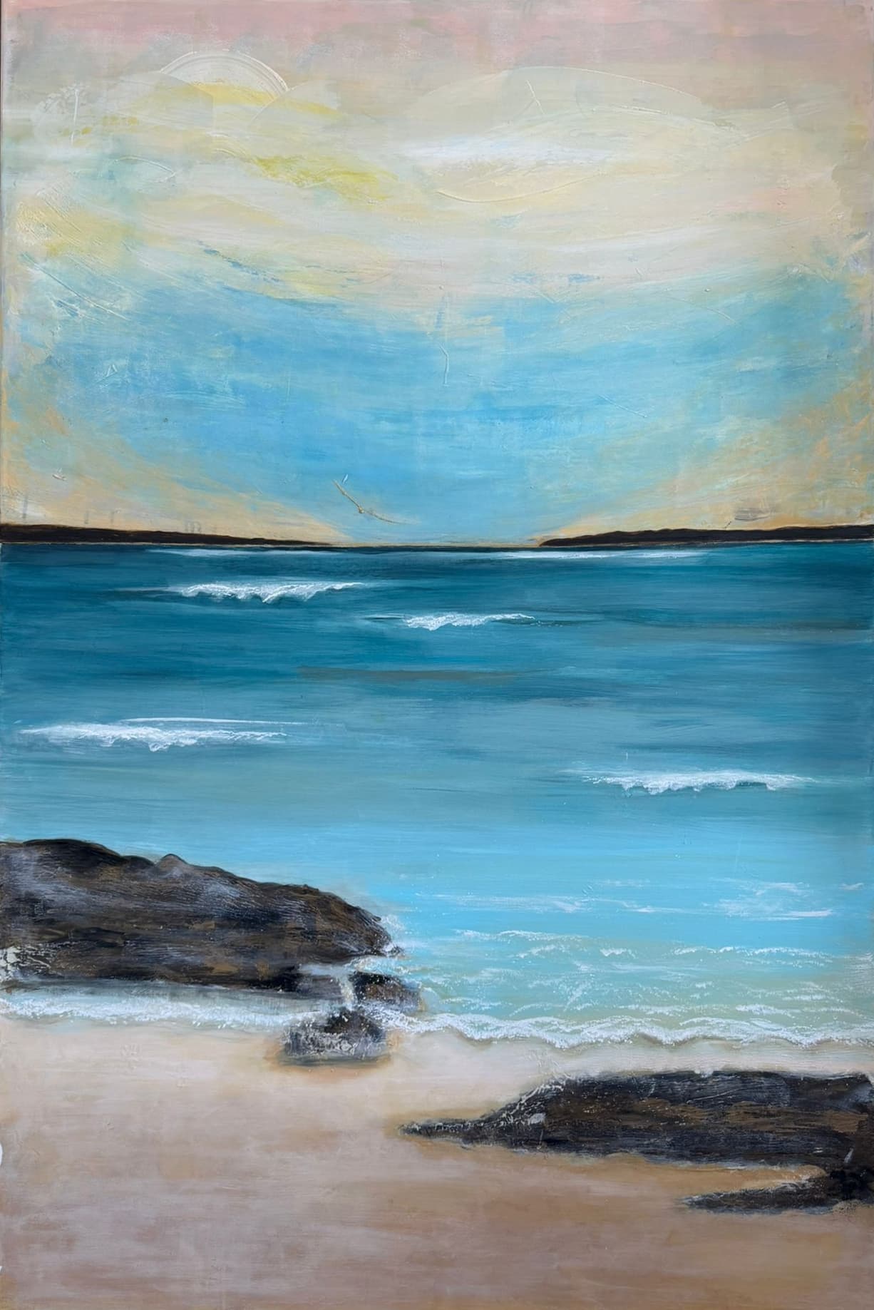 Quiet Shore — abstract painting of a long, slow walk along the shore